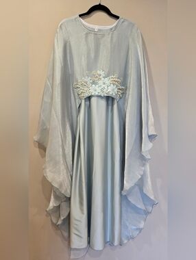 3 Piece Elegant Light Blue Embellished Kaftan Dress